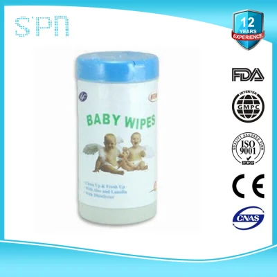 Toallita húmeda suave desinfectante para bebés con bote de barril de plástico de pH Natural no tejido especial con embalaje ecológico